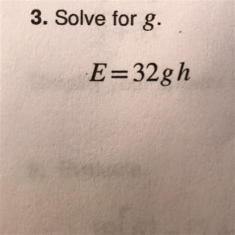 mg rg 2h solve for g
