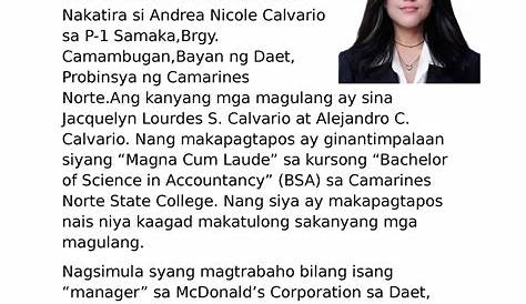 Pagsulat NG Bionote sa Pagsulat sa Filipino sa Piling Larangan - NAME