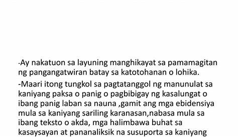 Halimbawa Ng Tekstong Argumentatibo Sa - pagbabasa tekstong