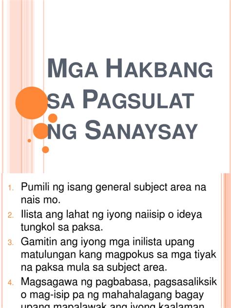 mga gabay sa pagsulat ng lakbay sanaysay