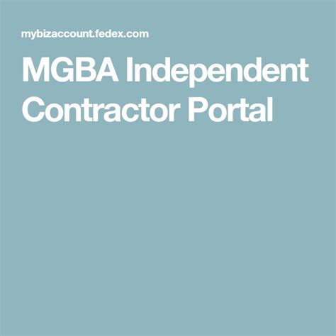 mgba independent contractor portal