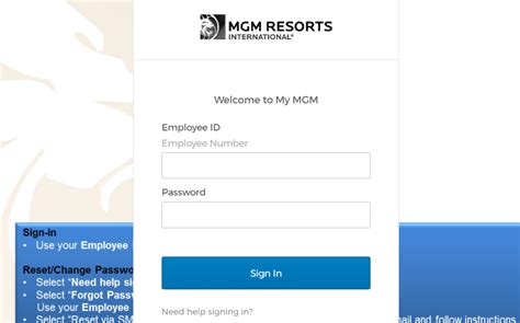 mgm resort log in