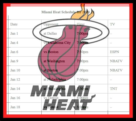 miami heat basketball schedule printable