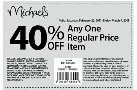 michaels weekly ad 40 off coupon