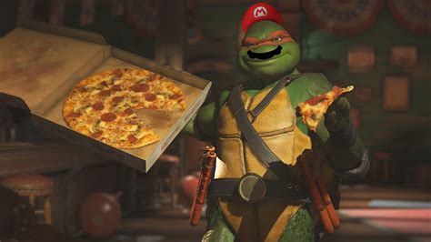 michelangelo the ninja turtle eating pizza