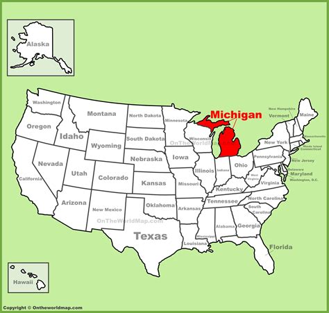 Michigan Location In Usa Map