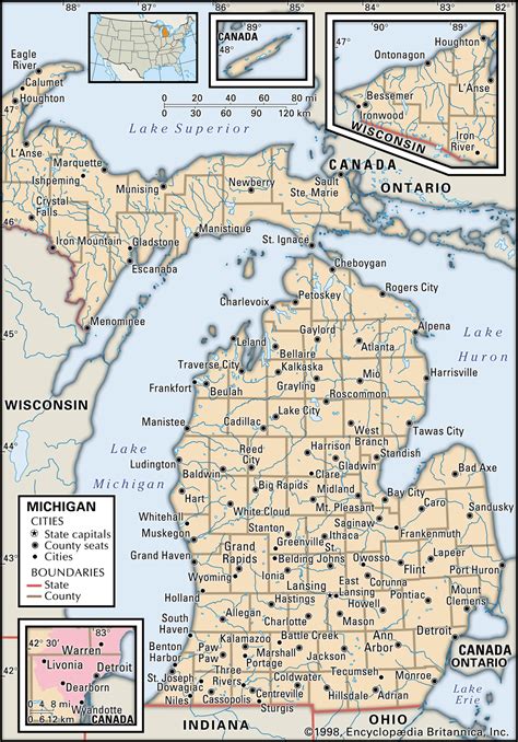 Michigan Map Showing Cities
