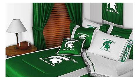 Michigan State MSU Spartans NCAA 11pc LR Queen Comforter/Sheets Deluxe