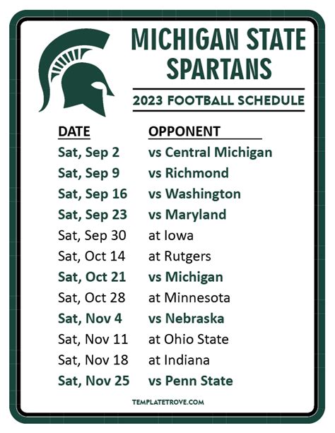 michigan state schedule 2023