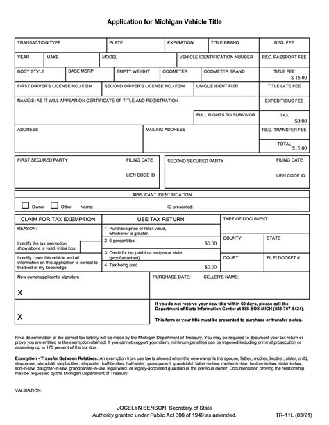 Michigan Title Forms