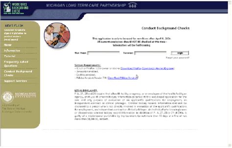 michigan workforce background check login