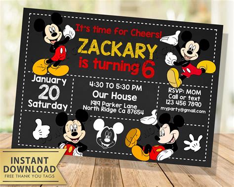 FREE Mickey Mouse Summer Birthday Invitations Download Hundreds FREE
