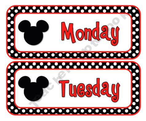 mickey mouse days of the week