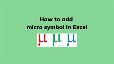 Micro Symbol For Excel