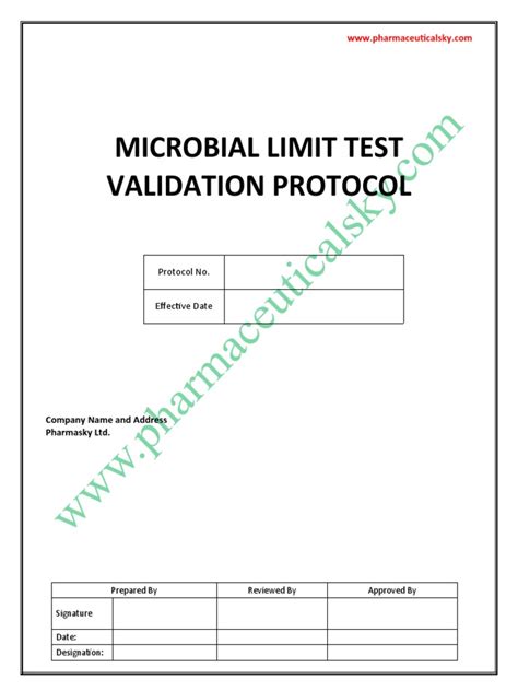 Microbial Limit Test Validation Protocol Pdf