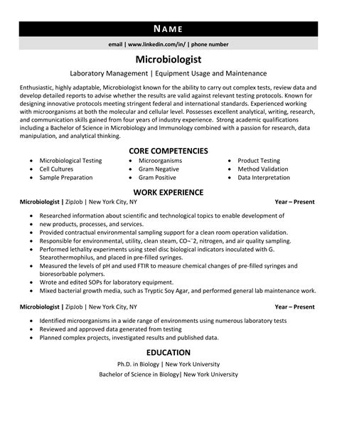 Job Application Resume Microbiology Resume Format For Freshers