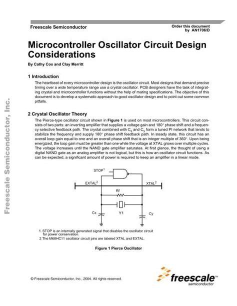 Microcontroller Oscillator Circuit Design Considerations