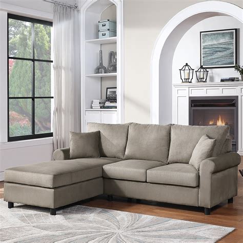 Casual Modern Small Living Room Furniture Sectional Sofa Set Brown