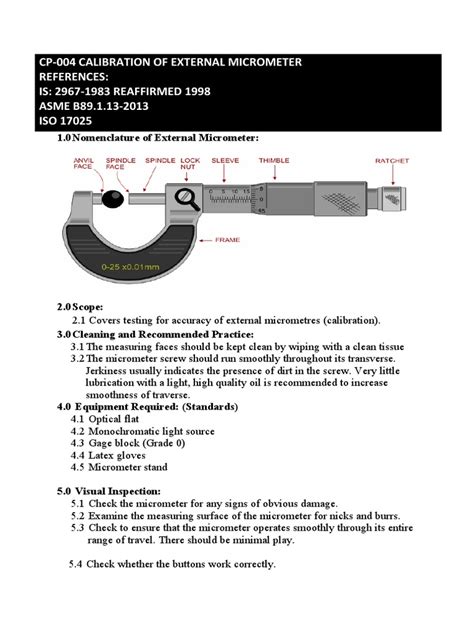 Micrometer Calibration Manual