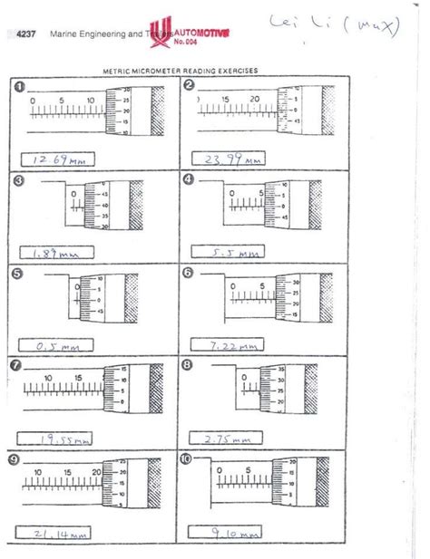 Micrometer Exercises