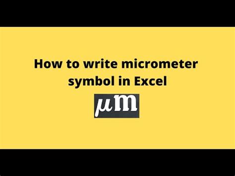 Micrometer Symbol Excel