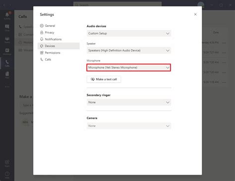 Microphone Settings in Teams