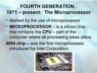Microprocessor Is Used In Which Generation