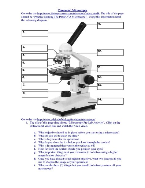 microscope parts and use worksheet answers