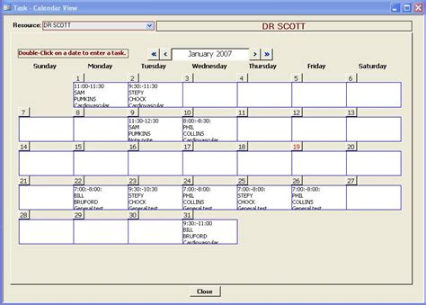 Microsoft Access Scheduling Database