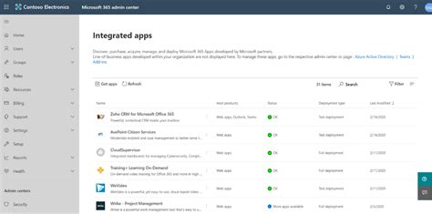 microsoft 365 admin center integrated apps