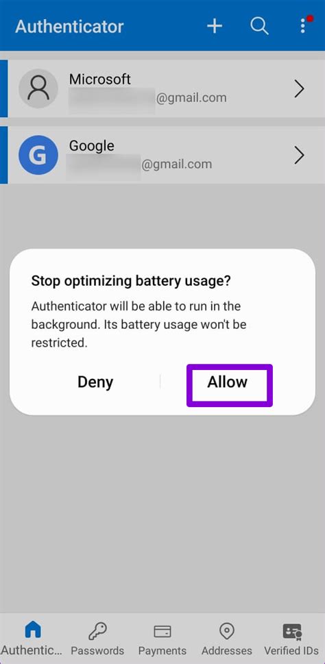 microsoft authenticator not showing code box