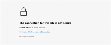 microsoft edge the connection for this site is not secure err_ssl_protocol_error