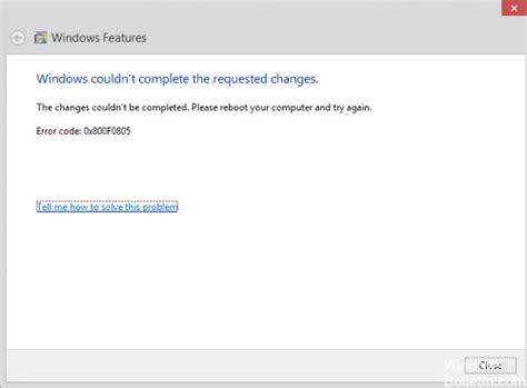 microsoft error code 0x800f0805