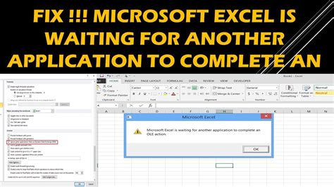 Excel is waiting for another application to complete an OLE action