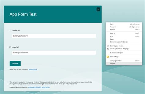 Microsoft Form Javascript