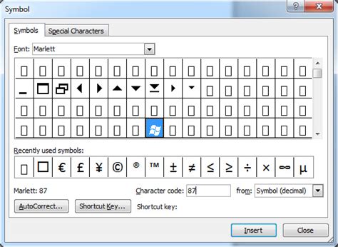 Microsoft Keyboard Symbols