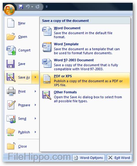 microsoft office 2007 save as pdf