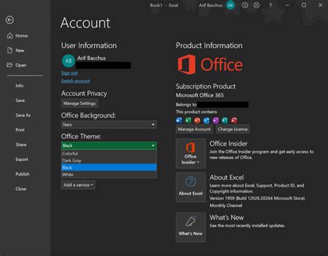 microsoft office 365 dark mode