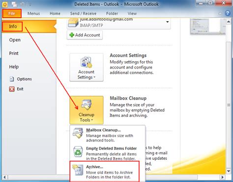 microsoft outlook where is archive folder