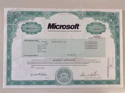 Unveiling Microsoft's Stock Certificate: A Journey Through Corporate History