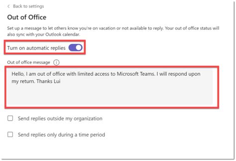 microsoft teams out of office