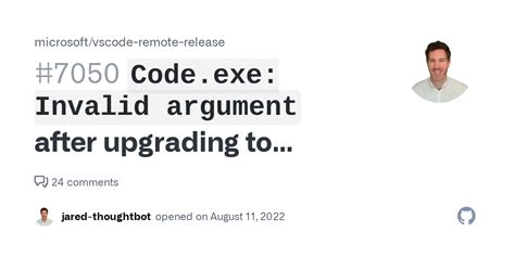microsoft vs code code exe invalid argument