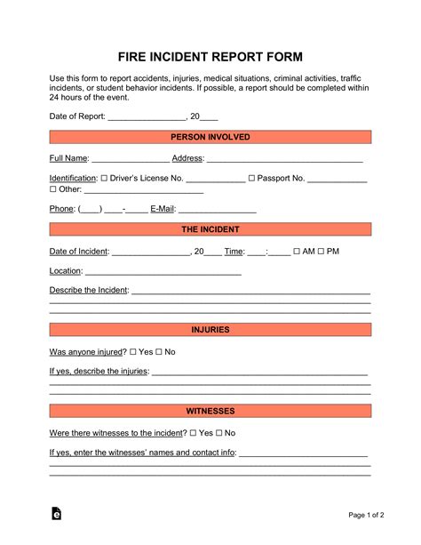microsoft word incident report template