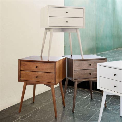 Mid Century Bedside Table White
