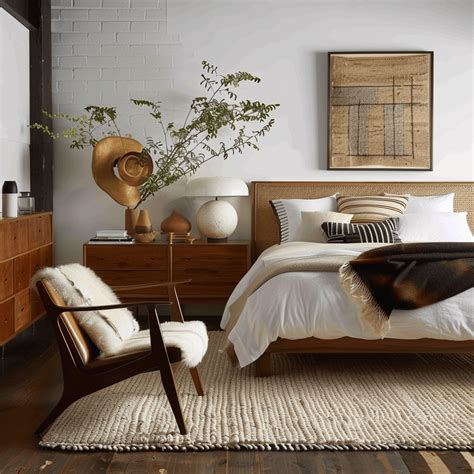 Mid Century Modern Bedroom With Carpet