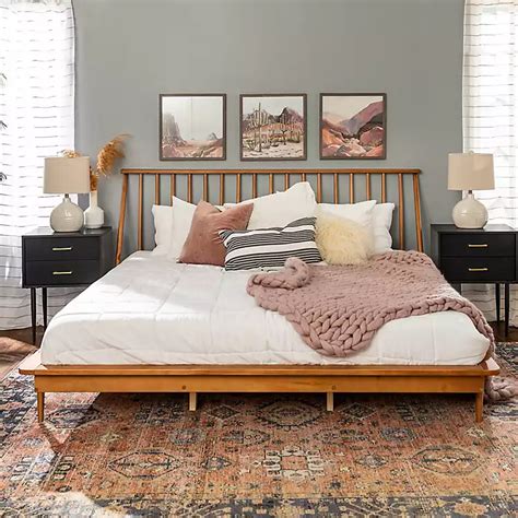 mid century modern king size bed frame