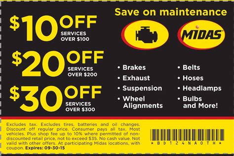midas brake coupons services+directions