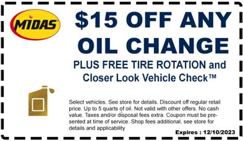 midas coupons oil change 2018