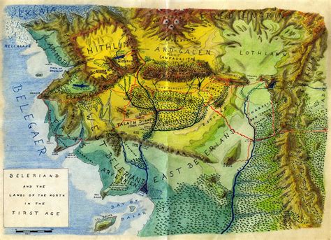 map of Beleriand and Middle earth lotr