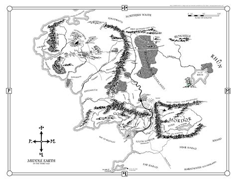 Middle Earth Map Black And White